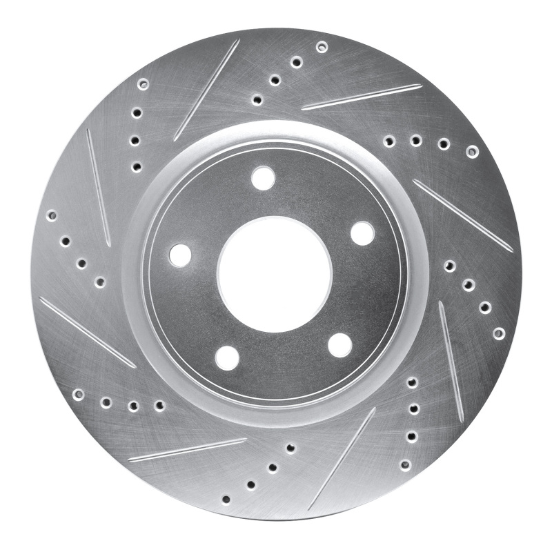 Chrysler Grand Caravan Brake Rotor (1) - Front Left - R1 Concepts - Drilled & Slotted - Silver - `12-`25